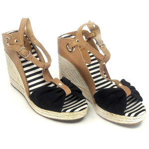 Kelsi Dagger Leather T Strap Wedges size 8.5